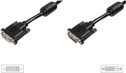 Przedłużacz DVI Digitus AK-320200-030-S, ze złączem śrubowym, z rdzeniem ferrytowym, 3.00 m