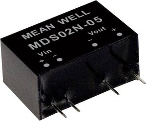 Moduły przetwornicy MEANWELLL DC/DC Seria MDS02 SIP/SIL7 Obudowa Pojedyncze wyjście Stosunek napięcia wejściowego: 1:1 Moc: 2W nieregulowane Medyczne Moduł przetwornicy DC/DC Mean Well MDS02L-12 MDS02L-12, 2 W, 167 mA, 1 szt.