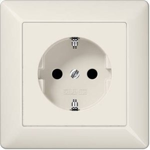 Jung AS1520KI uziemiające gniazdo stykowe 16A 250V osłona styków pełna płyta 80,5x80,5mm kremowo-biała Gniazdo z uziemieniem Jung AS1520KI kremowo-biały