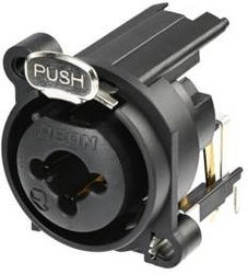 3-pinowe gniazdo panelowe XLR połączone z gniazdem jack 6,35 mm, stereo, z przełączanym stykiem uziemienia, montaż poziomy PCB Złącze męskie XLR Rean AV RCJ10FA-H RCJ10FA-H, CuSn6, gniazdo, 1 szt.