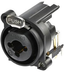 3-pinowe gniazdo panelowe XLR połączone z gniazdem jack 6,35 mm, z przełączanym stykiem uziemienia, montaż poziomy PCB Złącze męskie XLR Rean AV RCJ9FA-H RCJ9FA-H, CuSn6, gniazdo, 1 szt.