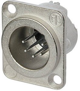 Gniazdo XLR z kołnierzem Neutrik NC5MD-LX, 5-pin, 7,5 A, niklowe