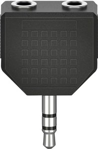 Hama 00205191  Jack Audio Przejściówka, adapter [2x złącze żeńskie jack 3,5 mm - 1x złącze męskie jack 3,5 mm] czarny