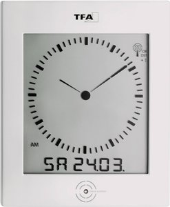 Zegar ścienny analogowy, cyfrowy TFA Dostmann 60.4506 Sterowany radiowo, (S x W x G) 220 x 265 x 31 mm