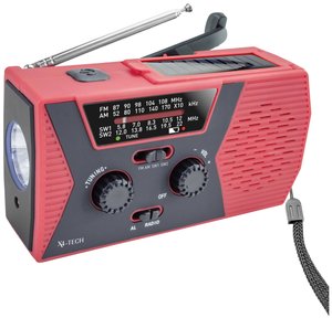 Radiotelefon alarmowy X4 Tech  FM, AM, Fale krótke funkcja ładowania akumulatora, korba ręczna, panel słoneczny, latarka kieszonkowa, wielokrotne ładowanie, ochrona przeciwbryzgowa, Lampka do czytania, Funkcja powerbanku