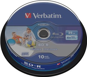 Verbatim BD-R 25 GB 6x opakowanie 10 wrzecion do druku Płyta Blu-ray Verbatim 43804, 25 GB, 6 x, 10 szt.