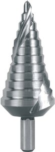 Wiertło stopniowe HSSE-Co 5, spiralnie żłobione z końcówką krzyżową Wiertło stożkowe stopniowe RUKO 101060E 1 szt.