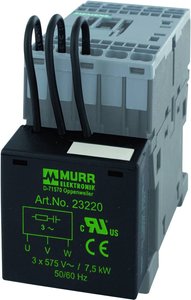 Moduł przeciwzakłóceniowy silnika, do podłączenia do urządzeń przełączających S00, RC, Stern, 3x575 V/AC, 7,5 kW Filtr szumów silnika Murr Elektronik 23220