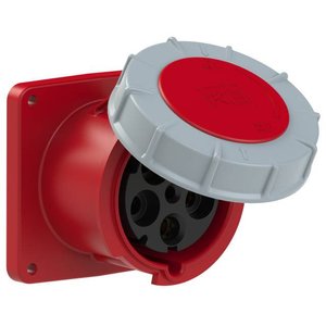 Gniazdo PCE 345-6 CEE - montażu w odległości, 125 A Twist, czerwono-szare, IP67