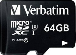 Karta pamięci microSDXC Verbatim PRO, 64 GB, Class 10, UHS-I, UHS-Class 3