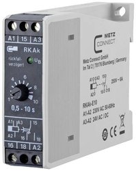 Przekaźnik czasowy zwłoczny odpadania RKAk-E10, 230 V AC / 24 V AC/DC, 0,5-10 s Przekaźnik czasowy Metz Connect RKAk-E10 110304412003, 250 V/AC, 6 A, 1 szt.
