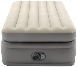 Intex 64162ND PODWÓJNY KOMFORTOWY PODWYŻSZONY AIRBAG Z FIBER-TECH RP (z pompą wewnętrzną 220-240 V) beżowy, brązowy