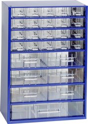 Pojemnik warsztatowy z 20 szufladami rozmiar a, 6 szuflad wielkości B i 1 szufladą, rozmiar C Regał warsztatowy MARS Svratka 6120, Ilość przegród: 27, (S x W x G) 306 x 460 x 155 mm