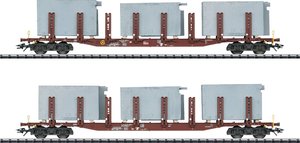 Wagon kontenerowy TRIX H0 24141 H0 2-częściowy zestaw „Badsysteme” Wózki kłonicowe DB AG