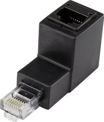 RJ45 LAN Przejściówka, adapter CAT 5e Wygięte pod kątem 90° w dół [1x złącze męskie RJ45 - 1x złącze żeńskie RJ45] 0.00 m czarny Renkforce