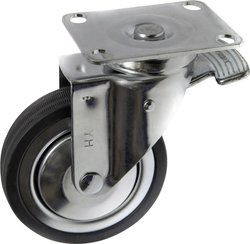 TOOLCRAFT TO-5137929 Kółko obrotowe gumowe z blokadą 100 mm z płytką montażową  Maksymalne obciążenie: 80 kg