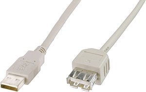 Kabel USB Digitus AK-300202-018-E, USB 2.0, Złącze męskie USB-A, Złącze żeńskie USB-A, 1.80 m