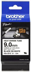 Taśma do nadruku termokurczliwa Brother HSe HSE221E Kolor taśmy: biały Kolor nadruku:czarny 9.0 mm 1.5 m