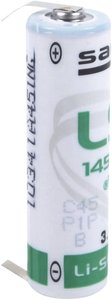 Bateria AA Saft LS14500CLG, 3.6 V, 2600 mAh, litowe, U-piny do lutowania, 1 szt.