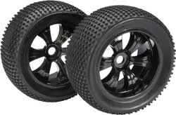 Koło kompletne truggy, Absima, 1:8, felga 6-ramienna, czarna, z oponą, zestaw 2 szt.