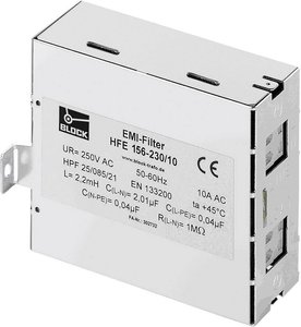 Filtr RFI  250 V/AC 10 A  (S x W) 40 mm x 85 mm Block HFE 156-230/10 1 szt.