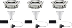 Oprawa wpuszczana LED Nova Plus zestaw podstawowy obrotowy IP65 okrągły 93mm 30° GU10 3x7W 230V 2700K szczotkowane żelazo Wbudowane oświetlenie łazienkowe Paulmann  92900   21 W żelazowy (szczotkowany) 460 lm