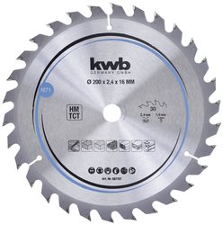 Piła tarczowa do płyt wiórowych kwb 587157, drewno / drewno liściaste, 200 x 16 mm, czyste cięcia, średnia liczba, 30 zębów Z-30, średnia brzeszczot CleanCut, 200 x 16 Tarcza tnąca z węglików spiekanych kwb 200 x 16 mm 1 szt.