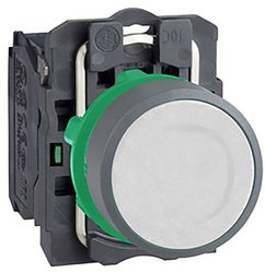Przycisk kompletny, plastikowy, chwilowy, biały, 22mm, 1NO, w kolorze szarym Akcesoria rozdzielacza Schneider Electric XB5AA11C0 , , ,        1 szt.