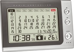 Budzik TFA Dostmann Funk-Wecker mit Monatskalender 60.2529.54, antracytowy, srebrny