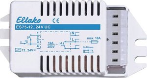 Przełącznik impulsowy do montażu oprawy 12..24V UC. 1 S n. Bezpotencjałowe 10A / 250VAC Eltako 60100055 Przełącznik przepięciowy ES75-12..24V UC, 500 W