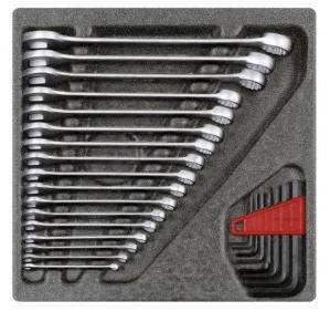 Zestaw kluczy płasko-oczkowych i kluczy w 2/3 module piankowym, 26-częściowy Klucz płasko oczkowy Gedore RED R22250000 3301699