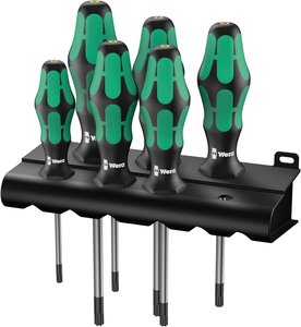 367/6 Zestaw wkrętaków TORX BO Kraftform Plus TORX® + stojak 6 szt. Zestaw wkrętaków Wera 367/6 TORX® BO 05138250001