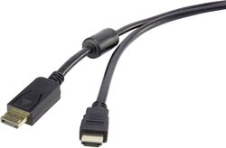 Przejściówka DisplayPort, HDMI Renkforce RF-4382727, z rdzeniem ferrytowym, pozłacane styki, 1.80 m