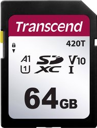 Karta pamięci SD Transcend TS64GSDC420T, 64 GB, v30 Video Speed Class, 100 MB/s / 85 MB/s