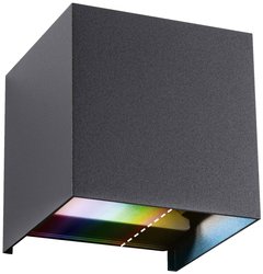Kinkiet zewnętrzny LED House Smart Home Zigbee Cybo IP44 kwadrat 100x100mm RGBW 2x2.5W 2x150lm 230V antracyt aluminium Zewnętrzna lampa ścienna Paulmann 94847 5 W 150 lm IP44