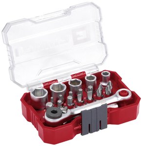 ETUI Einhell XS 21 szt. Zestaw bitów i nasadek, bity 25 mm, klucz nasadowy, uchwyt do szybkiej wymiany bitów, adapter, w tym pudełko do przechowywania Zestaw nasadek trzpieniowych Einhell  118683 1/4'' (6,3 mm)