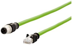 Kabel Ethernet przemysłowy M12, kodowanie D, 1,0 m, złącze proste M12 - złącze proste RJ45, łańcuch kablowy, skrętny, PUR Kabel LAN Metz Connect 142M4D15010, 1 szt., M12, CAT 5e, S/UTP, 1.00 m, zielony