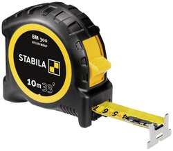 Miara kieszonkowa STABILA BM 300, 10 m (33',), taśma miernicza z dwustronną podziałką metryczną, nietłukąca obudowa PC/ABS, haczyk SPIKES, zaczep do paska, dokładność MID Taśma miernicza Stabila BM 300 19842