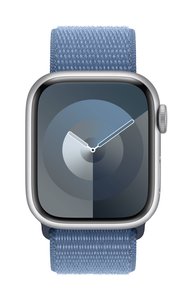 Apple Watch Series 9 GPS 41 mm srebrna aluminiowa obudowa ze sportową opaską w kolorze zimowego błękitu Apple Watch Series 9 GPS 41 mm Obudowa aluminiowa Sport Loop Zimowy niebieski