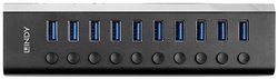 Lindy 10-portowy koncentrator USB 3.0 z przełącznikami USB 3.2 Gen 1 (3.1 Gen 1) Type-B 5000 Mbit/s Czarny Hub USB 3.2 Gen 1 LINDY 43370 czarny