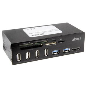 Wbudowany czytnik kart pamięci Akasa AK-HC-05U3BK AK-HC-05U3BK USB 2.0, USB 3.0, eSATA