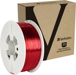 Filament do drukarek 3D PETG Verbatim 55054, Średnica filamentu: 1.75 mm, 1 kg, czerwony (przezroczysty)