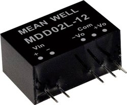 Moduły przetwornicy DC/DC MeanWell serii MDD02 SIP / SIL7 Case Dual Output: Moc 1:1: 2W: Nieregulowana Medical Moduł przetwornicy DC/DC Mean Well MDD02L-05 MDD02L-05, 2 W, 200 mA, 1 szt.