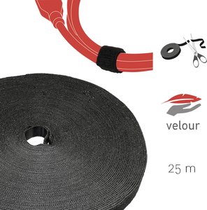 Etykieta na kabel Dwustronny uniwersalny rzep do wiązania, opaski kablowe wykonane z czarnej rzepy 25 m LTC Roll  Taśma na rzep   Label the Cable PRO 1210   czarny