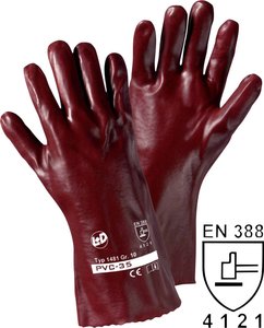 Rękawice robocze L+D PVC 1481, Rozmiar rękawic: 10, XL, czerwony, brązowy