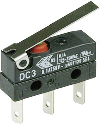 Mikroprzełącznik DC3C-L1LC 250 V/AC 0.1 A 1 x wł/(wł) ZF IP67 chwilowy 1 szt.