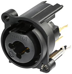 3-pinowe gniazdo panelowe XLR połączone z gniazdem jack 6,35 mm, stereo, z przełączanym stykiem uziemienia, pionowy montaż PCB, sprężyna dociskowa Złącze męskie XLR Rean AV RCJ10FA-V-0 RCJ10FA-V-0, CuSn6, gniazdo, 1 szt.