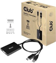 Przejściówka, adapter DisplayPort club3D CAC-1010 Adapter, [1x złącze męskie DisplayPort, złącze męskie USB-A 2.0 - 1x złącze żeńskie DVI 29-pin]