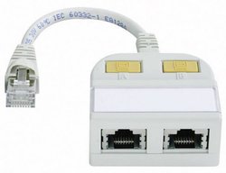 Adapter Y LAN RJ45 Telegärtner  [2x złącze żeńskie RJ45 - 1x złącze męskie RJ45]