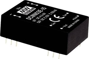 Przetwornice MEANWELL serii DC/DC DCWN03 DIP/DIL24 Obudowa Podwójne wyjście Stosunek napięcia wejściowego: 2:1 Moc: 3W regulowana Moduł przetwornicy DC/DC Mean Well DCWN03C-05 DCWN03C-05, 3 W, 300 mA, 1 szt.